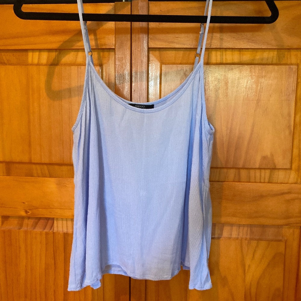 Forever 21 Light Blue Flowy Tank, Size Small